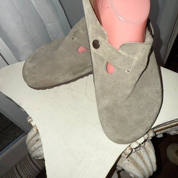 Birkenstock Boston Suede Soft Footbed Clogs Taupe  W US 8 EU 39 EUC Worn Once - Picture 8 of 14